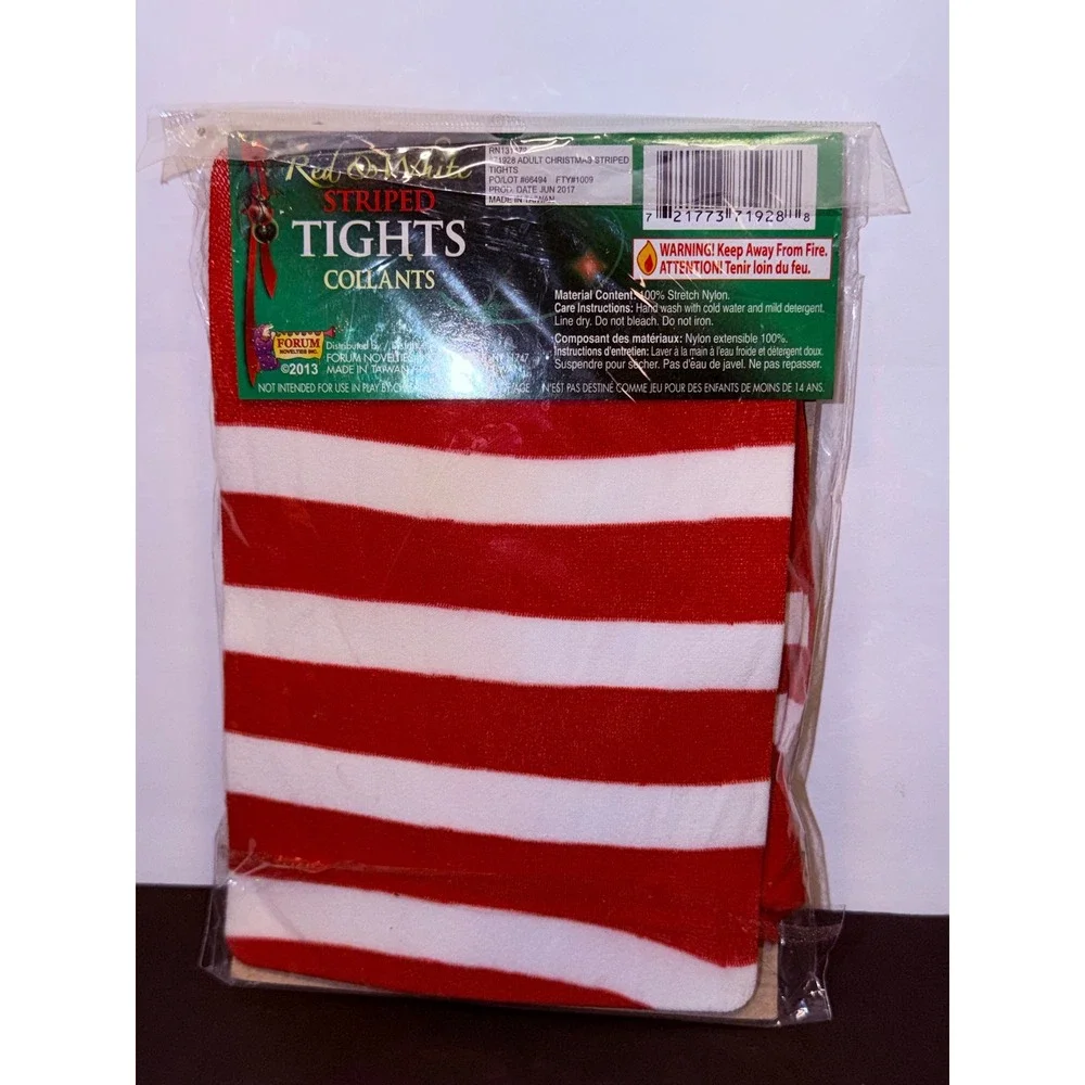 Forum Novelties Red White Striped Tights Christmas Santa Costume Stockings 71928
